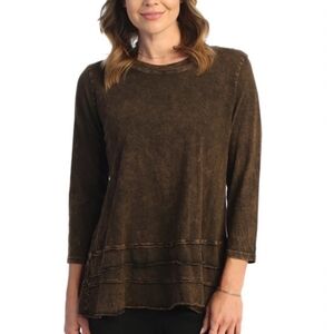 Jess & Jane brown mineral wash 100% cotton tunic top